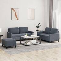 3 personers sofa med hynder velour mørkegrå