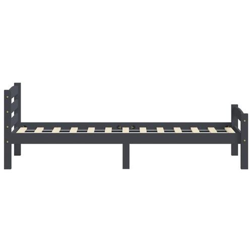 Sengestel 90x200 cm massivt fyrretræ mørkegrå