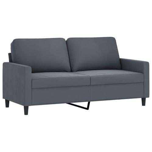 3 personers sofa med hynder velour mørkegrå