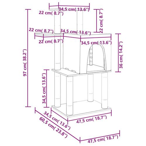 Kradsetræ med sisalkradsestolper 97 cm cremefarvet