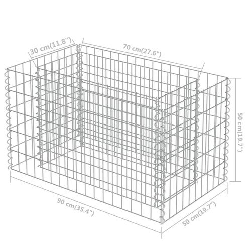 Gabion-højbed 90x50x50 cm galvaniseret stål