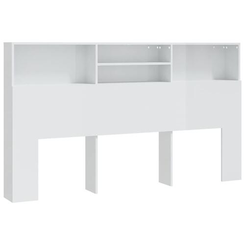 Sengegavl med opbevaring 180x19x103,5 cm hvid højglans