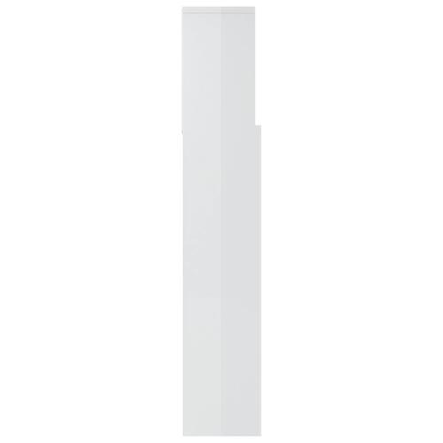 Sengegavl med opbevaring 180x19x103,5 cm hvid højglans