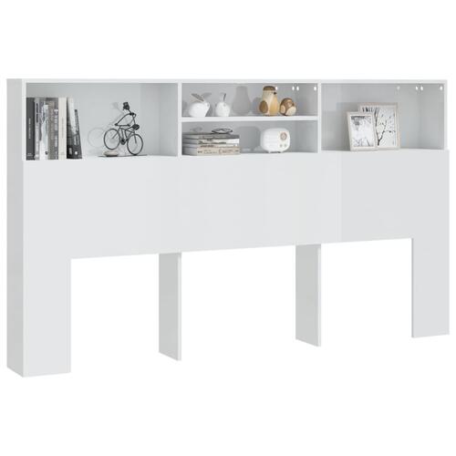 Sengegavl med opbevaring 180x19x103,5 cm hvid højglans