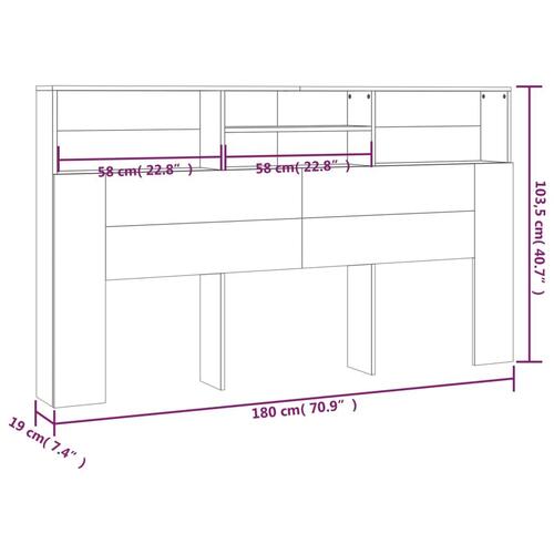 Sengegavl med opbevaring 180x19x103,5 cm hvid højglans