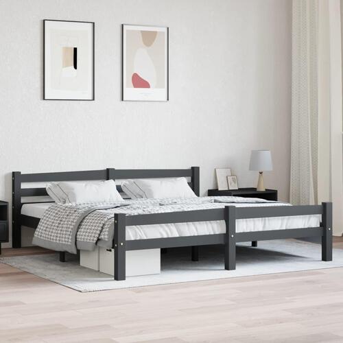 Sengestel 180x200 cm massivt fyrretræ mørkegrå