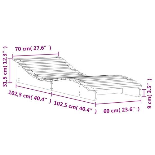 Liggestol 205x70x31,5 cm massivt fyrretræ hvid