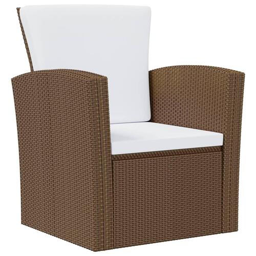 Loungesæt til haven 8 dele med hynder polyrattan brun