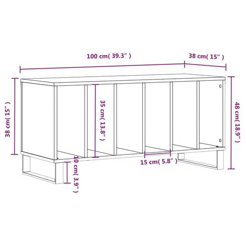 Vinylskab 100x38x48 cm konstrueret træ sort