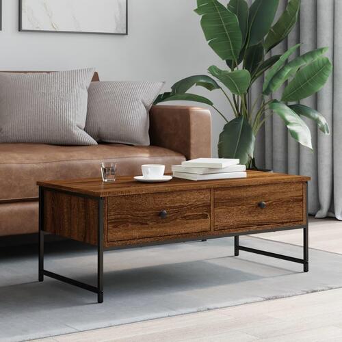 Sofabord 101x49x39,5 cm konstrueret træ brun egetræsfarve