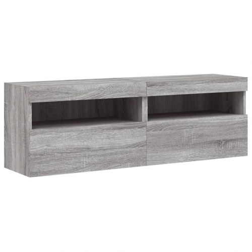 Væghængte tv-borde med LED-lys, 2 stk. - 60×30×40 cm, grå sonoma-eg
