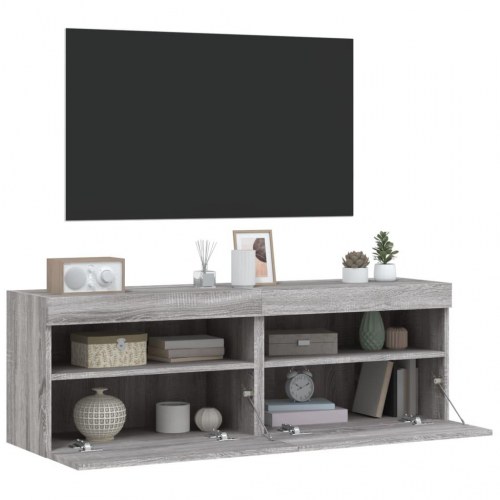 Væghængte tv-borde med LED-lys, 2 stk. - 60×30×40 cm, grå sonoma-eg