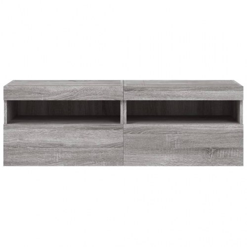 Væghængte tv-borde med LED-lys, 2 stk. - 60×30×40 cm, grå sonoma-eg