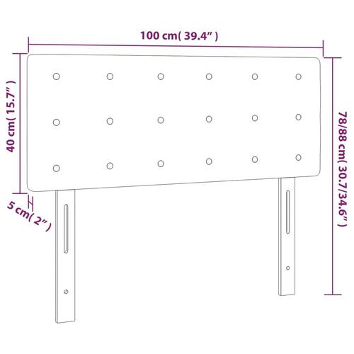 Sengegavl med LED-lys 100x5x78/88 cm stof gråbrun