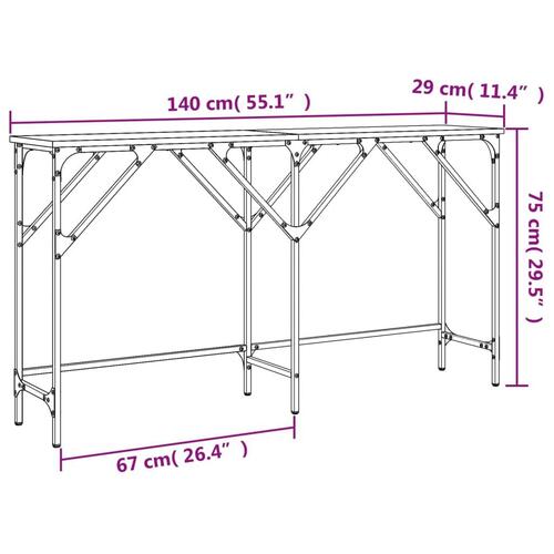 Konsolbord 140x29x75 cm konstrueret træ sort