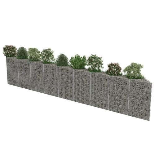 Gabionvæg galvaniseret stål 630 x 30 x 100 cm