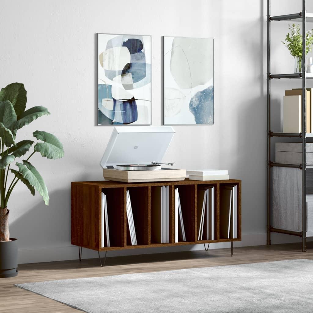 Vinylskab 100x38x48 cm konstrueret træ brun egetræsfarve