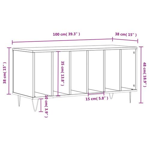 Vinylskab 100x38x48 cm konstrueret træ brun egetræsfarve