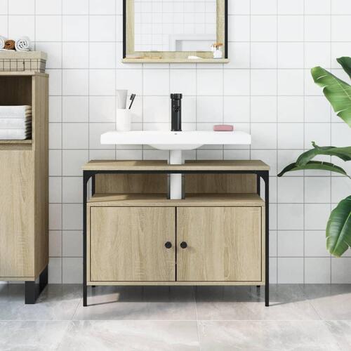 Underskab til håndvask 80x30x60 cm konstrueret træ sonoma-eg