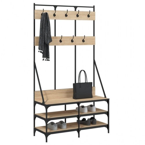 Tøjstativ med skoopbevaring 100x40x184 cm sonoma-eg