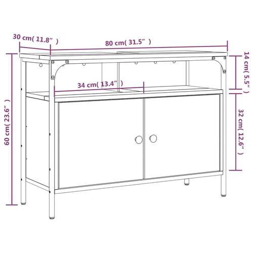Underskab til håndvask 80x30x60 cm konstrueret træ sonoma-eg