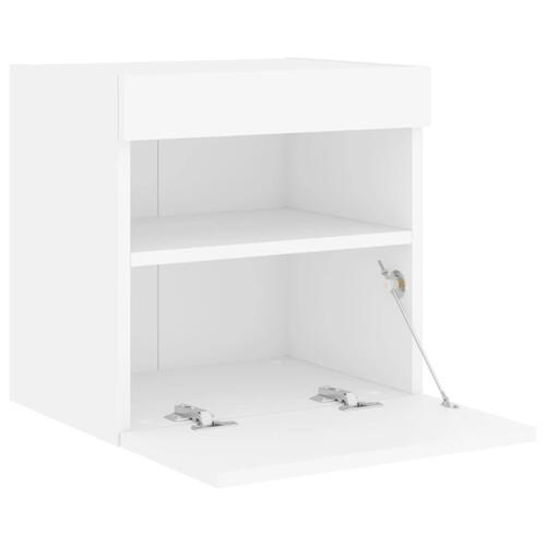 Væghængt tv-bord med LED-lys 40x30x40 cm hvid