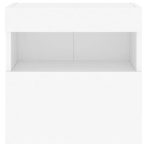 Væghængt tv-bord med LED-lys 40x30x40 cm hvid