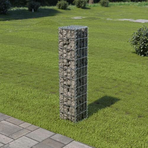 Gabionvæg med dæksler galvaniseret stål 20 x 20 x 100 cm