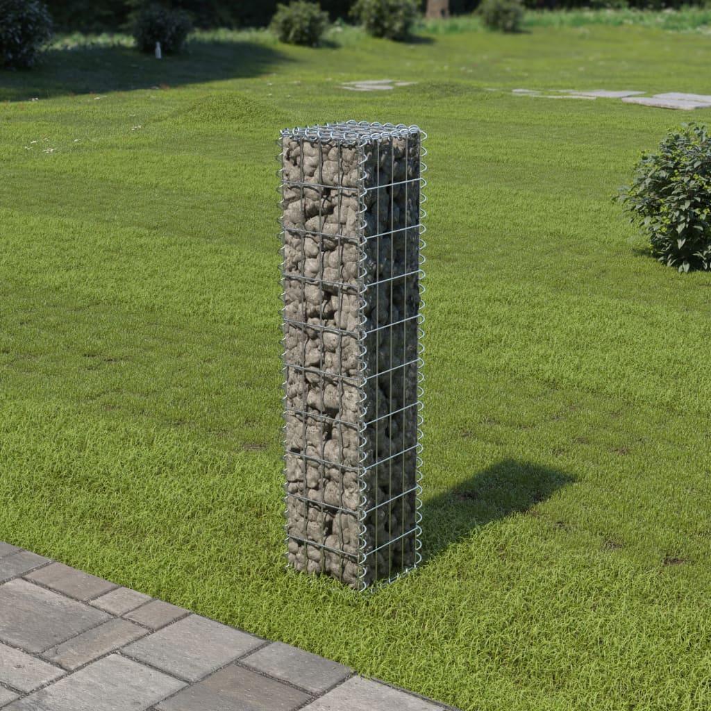 Gabionvæg med dæksler galvaniseret stål 20 x 20 x 100 cm