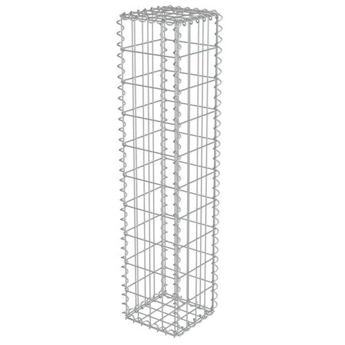 Gabionvæg med dæksler galvaniseret stål 20 x 20 x 100 cm