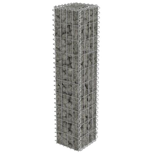 Gabionvæg med dæksler galvaniseret stål 20 x 20 x 100 cm