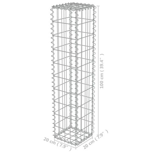 Gabionvæg med dæksler galvaniseret stål 20 x 20 x 100 cm