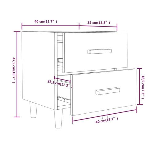 Sengeborde 40x35x47,5 cm 2 stk. sonoma-eg
