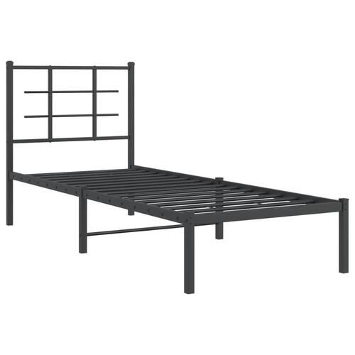 Sengeramme med sengegavl 80x200 cm metal sort