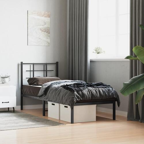 Sengeramme med sengegavl 80x200 cm metal sort