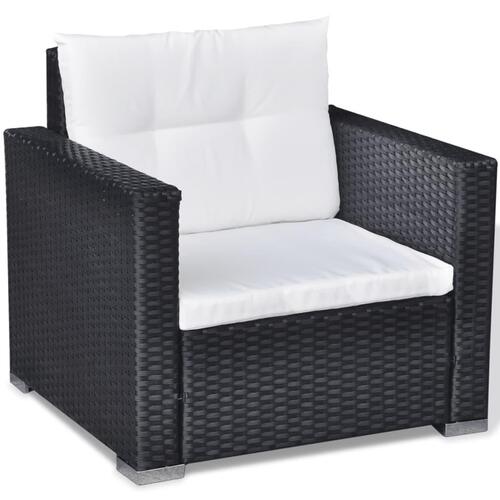 Loungesæt til haven 6 dele med hynder polyrattan sort