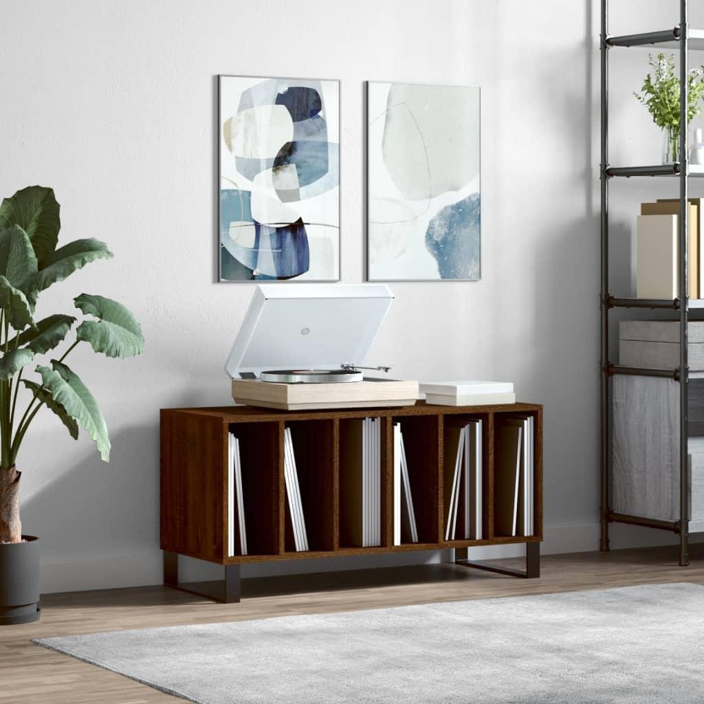 Vinylskab 100x38x48 cm konstrueret træ brun egetræsfarve
