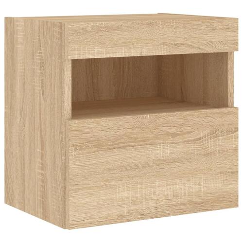 Væghængte tv-borde 2 stk. med LED-lys 40x30x40 cm sonoma-eg