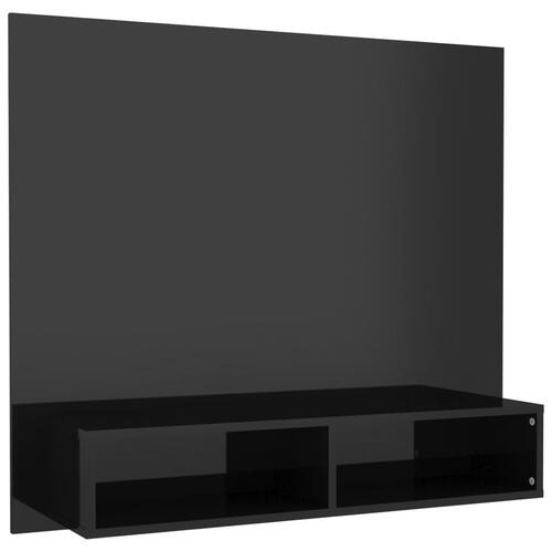 Væghængt tv-skab 102x23,5x90 cm konstrueret træ sort højglans