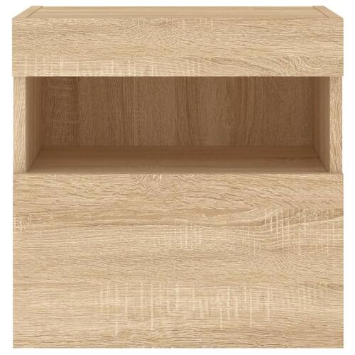 Væghængte tv-borde 2 stk. med LED-lys 40x30x40 cm sonoma-eg