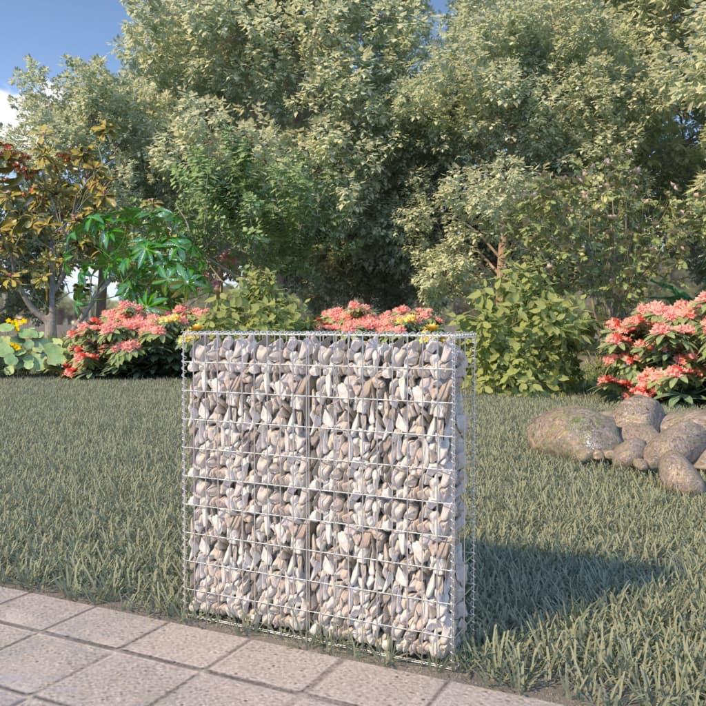 Gabionvæg med dæksler galvaniseret stål 80 x 20 x 100 cm