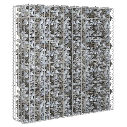 Gabionvæg med dæksler galvaniseret stål 80 x 20 x 100 cm