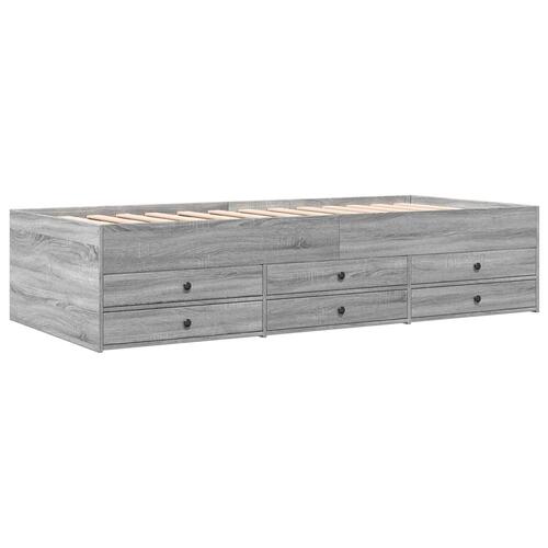 Daybed med skuffer uden madras 75x190 cm grå sonoma-eg