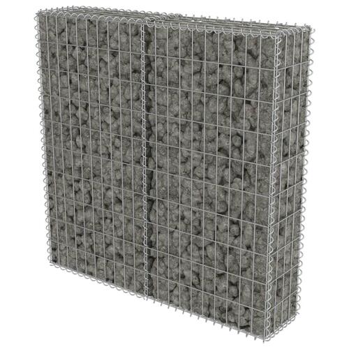Gabionvæg med dæksler galvaniseret stål 100 x 20 x 100 cm