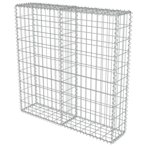 Gabionvæg med dæksler galvaniseret stål 100 x 20 x 100 cm