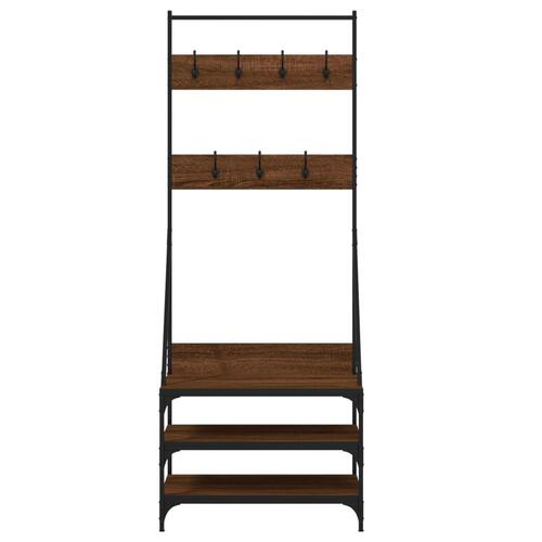 Tøjstativ med skoopbevaring 70x40x184 cm brun egetræsfarve