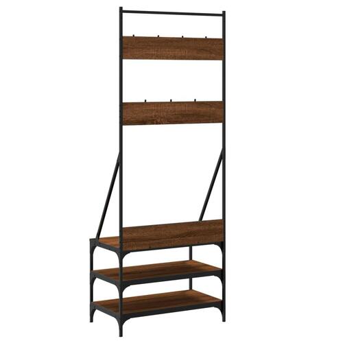 Tøjstativ med skoopbevaring 70x40x184 cm brun egetræsfarve