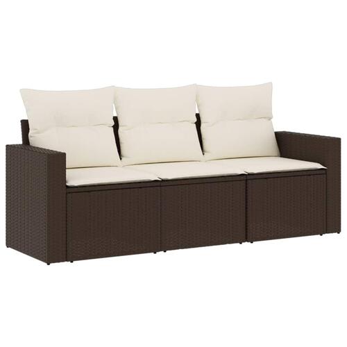 Sofasæt til haven 3 dele med hynder polyrattan brun