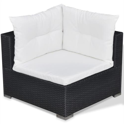 Loungesæt til haven 5 dele med hynder polyrattan sort