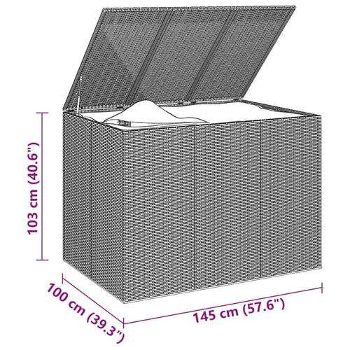 Hyndeboks 145x100x103 cm polyrattan sort